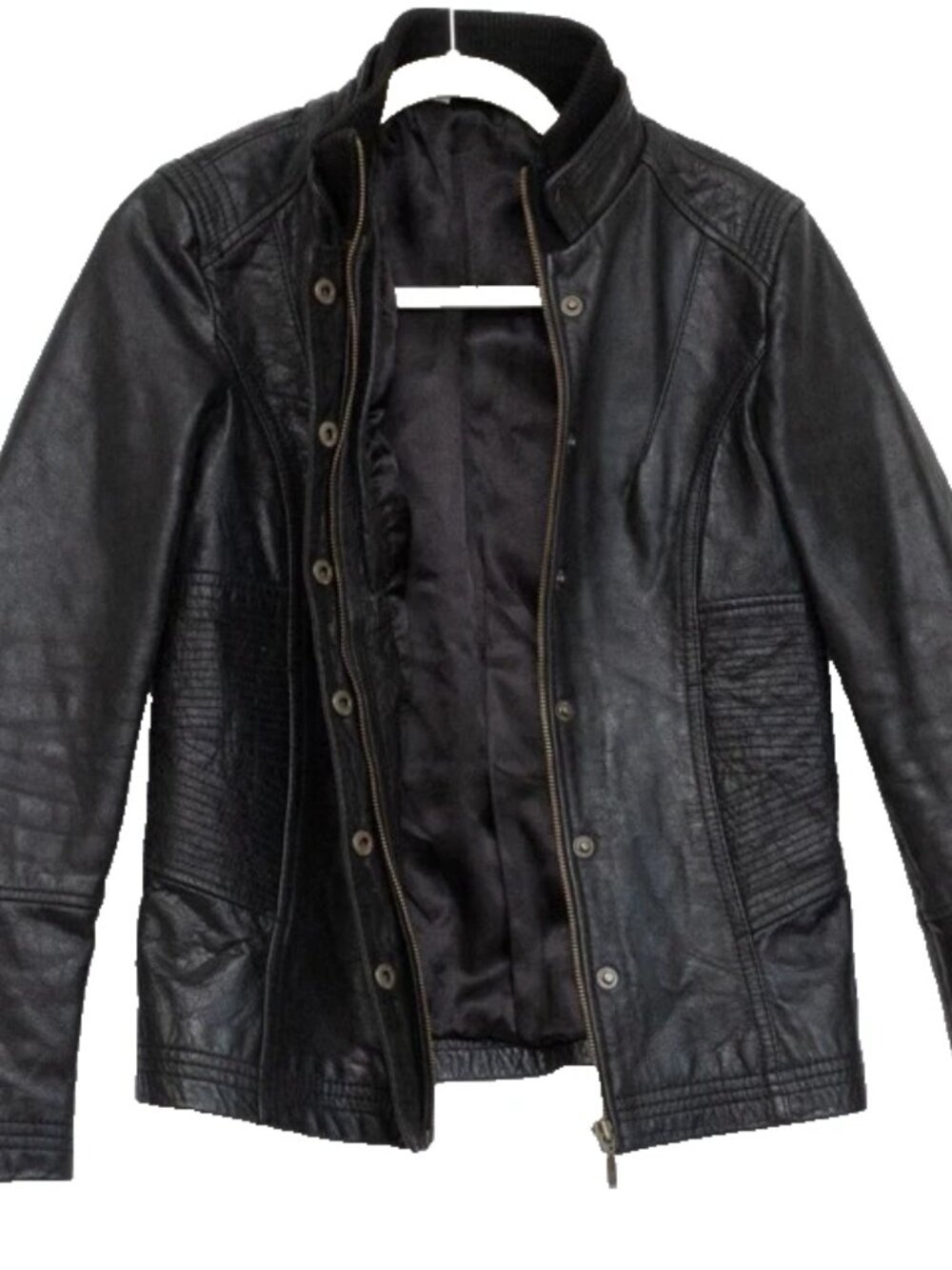 Rare VGT Promod France Authentic Black Leather Motorcycle Jacket Mid Length Sz S